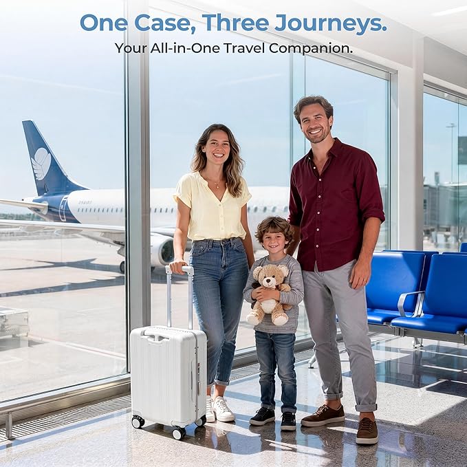 20" Ride-On Luggage with Child Seat, Hardside Carry-On Suitcase with 360 Silent Spinner Wheels, TSA Lock, & Dual Telescoping Handles for Kids & Adults & Busy Moms