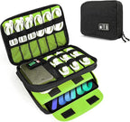 Luxtude Double Layer Cable Organizer Bag, Portable Cord Storage Case, Flat Electronic Organizer Travel Case, Portable Tech Bag for Cable/Cord Storage/iPad (up to 7.9")/Wall Charger/Electronics