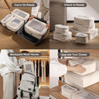 EPICKA TripCozy Compression Packing Cubes - 4 Set Durable Travel Organizer Bags with Mesh Top, Expandable Travel Accessories for Carry on, Luggage, Suitcase, Backpack (Beige)