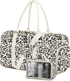Women Weekender Travel Duffle Bag: Travel Duffel Overnight Bags with Shoe Compartment Large Carry on Tote with Toiletry Bag Weekend Traveling Yoga Gym Hospital Bag for Women with Wet Pocket Leopard
