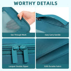 BAGAIL 4 Set/6 Set/8 Set Compression Packing Cubes Travel Accessories Expandable Packing Organizers (Square Mesh, 06-Teal)
