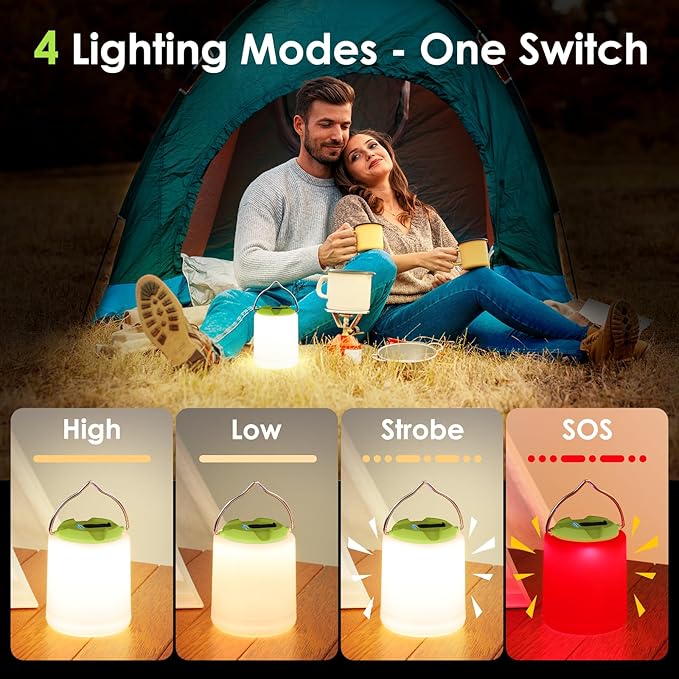 BOBKID LED Camping Lantern, Rechargeable Camping Light, 4 Modes Outdoor Flashlights Lanterns with 1000LM, Water Resistant Portable Emergency Camp Light for Hurricane Hiking Survival Kits - Green