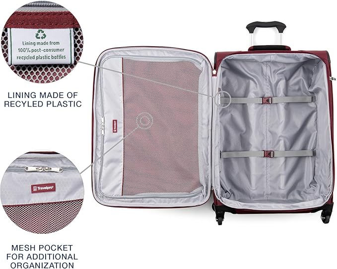 Travelpro Maxlite 5 Softside Expandable Luggage with 4 Spinner Wheels, Lightweight Suitcase, Men and Women, Burgundy, 2-Piece Set (21/29)