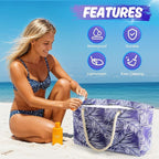 SRISE Large Beach Bag for Women & Men, Beach Bags Waterproof Sandproof, Travel Tote Bag, Swim Pool Bag for Family Outdoor
