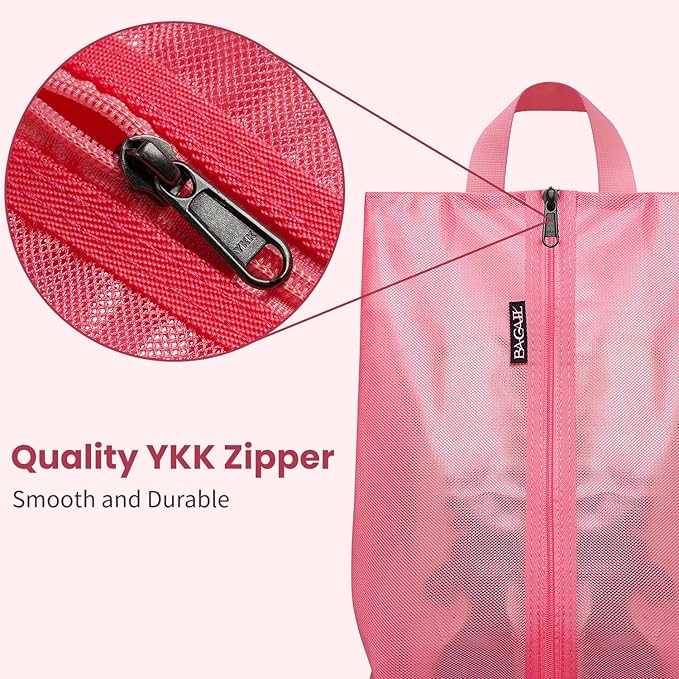 Bagail Shoe Bags for Travel,2 Set Shoe Bag for Storage in Closet,Transparent Shoe Packing Organizers with YKK Zipper (L 17"x10"x5", Coral 2pcs)