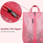 Bagail Shoe Bags for Travel,2 Set Shoe Bag for Storage in Closet,Transparent Shoe Packing Organizers with YKK Zipper (L 17"x10"x5", Coral 2pcs)