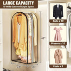 Garment Bags for Hanging Clothes 40” Long,Ultra Clear Suit Bags for Closet Storage, Moving Organization, Travel Covers with 10" Gussets for Coat, Dress, Shirt and Sweater - 4 PCS