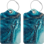Luggage Tags for Suitcases, 2 Pack Cute PU Leather Suitcase Tag Identifiers TSA Approved with Stainless Steel Loop and Address Card for Baggage Tag for Cruise Airport Travel Essentials by Chelmon