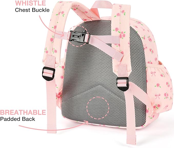 STEAMEDBUN Corduroy Toddler Backpack for Girls 2-4: Kids backpack for Boys Girls - 12 inch Preschool Kindergarten Backpacks - Rose