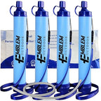 Portable Water Filter for Emergencies, Hiking, Camping, Travel, and Disaster Preparation (4 Pack)