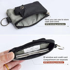 CHENSPRX Minimalist RFID Blocking Small Wallet with ID Window,WaterResistant Zip Id Case Wallet with Lanyard Keychain for Cards,Cash,Travel,Women,Men
