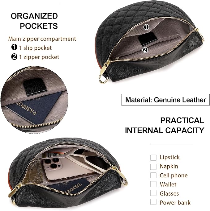 Eslcorri Small Crossbody Sling Bag for Women Trendy - Fanny Packs Leather Chest Belt Bum Bag Anti Theft Purse for Travel