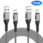 Durcord USB C Charger Cable, Upgarded 2Pack 1ft Fast ChargingUSB Type C Charging Cord Cable, Type C Charger Nylon Braided USB Cable Compatible with iPhone 15 Pro/Plus/Max/Android/Phone/Pad-Silver