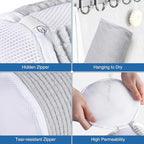 Teletrogy Shoe Laundry Bags for Washing Machine, Reusable Laundry Shoe Bag for Washer and Dryer, Fluffy Fibers 360° Wrap Around Cleaning, Adjustable Protective Shoe Trees - Home Dorm Travel, Gray