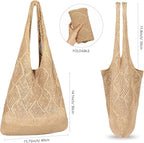 WantGor Crochet Bags, Beach Mesh Tote Bag Womens Shoulder Shopping Handbag Casual Travel Totes Bag Foldable Hobo Bags