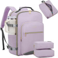 LOVEVOOK 40L Large Travel Backpack for Women Men, 17 Inch Carry on Backpack for Traveling on Airplane, Personal Item Travel Bag Airline Approved, Business Causal Weekender Backpack, Light Purple-Grey