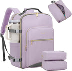 LOVEVOOK 40L Large Travel Backpack for Women Men, 17 Inch Carry on Backpack for Traveling on Airplane, Personal Item Travel Bag Airline Approved, Business Causal Weekender Backpack, Light Purple-Grey