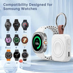 for Samsung Galaxy Watch Charger,1200mAh Portable Charger for Samsung Galaxy Watch 8/8 Classic/7/Ultra/6/6 Classic/5/5 Pro/4/3,Active 2/1 (White)
