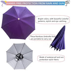 3 Pack Umbrella Hat, Sports Head Umbrella Hats for Adult Women, 26" Diameter Folding Waterproof Rainbow Fishing Headwear for Outdoor Party Beach Hiking