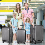 Luggage Sets 3 Piece, ABS Lightweight 20in/24in/28in Luggage, Expandable Carry On Suitcase Set with TSA Lock & Double Wheels, Front Open Hardshell Luggage Sets (Grey)