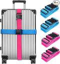 Luggage Straps for Suitcases TSA Approved, Travel Belt Suitcase Belt, Suitcase Straps TSA Approved, Luggage Belt Strap TSA Approved, Travel Straps for Luggage, 4Pcs Luggage Band, Bule & Pink