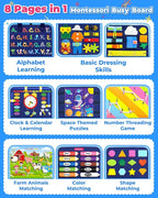 Gojmzo Busy Board Montessori Toys for Toddler Boy Birthday Gifts, Busy Book Sensory Toys for Toddlers, Learning Educational Toddler Travel Activities