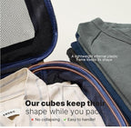 LeanTravel Premium Compression Packing Cubes for Travel - Suitcase Organizer Bags with Double Zipper & Breathable Mesh Panel - Space Saving Carry On Luggage Essentials (6-Pack, Navy Blue)