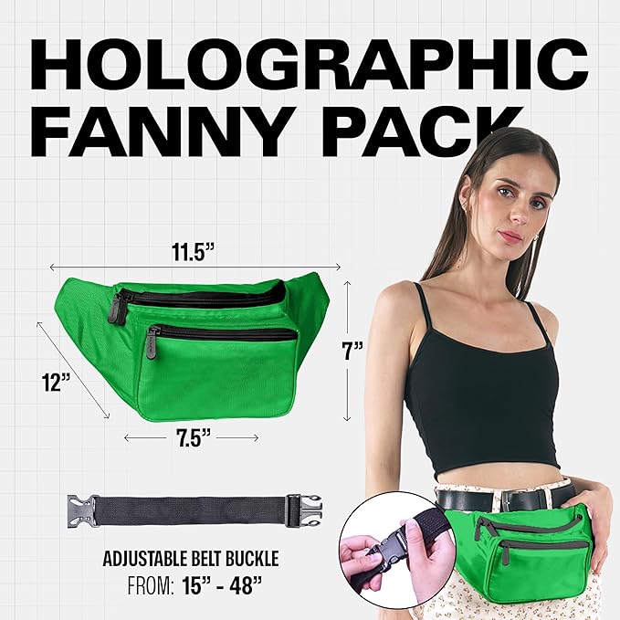Green Fanny Pack Belt Bag I Mens Fanny Packs for Women Fashionable - Crossbody Bag Bum bag Waist Bag Waist Pack - Hands Free for Hiking, Running, Travel, Waterproof and more