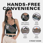 Holographic Fanny Pack Belt bag - Crossbody Waist Bag for Men or Women - Hands-Free, Waterproof Large Bumbag for Hiking, Running, and Travel (Copper Glitter)