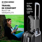 Zero Grid Lightweight Travel Blanket – Premium Compact Wearable Airplane Blanket with Neck Snaps, Cozy Foot Pockets, Zipper Pouch, converts to Soft Pillow for Ultimate Comfort - Black