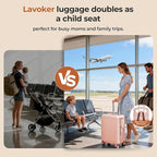 20" Ride-On Luggage with Child Seat, Hardside Carry-On Suitcase with Shockproof 360° Silent Spinner Wheels, TSA Lock, Kids & Adults & Busy Moms