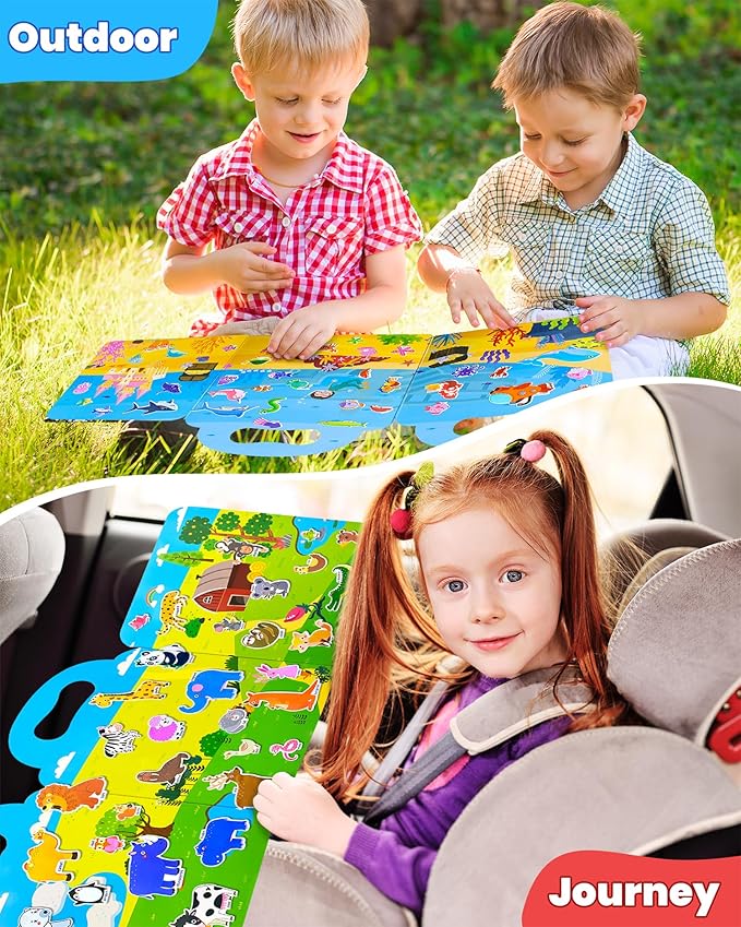 Walenced Reusable Sticker Book for Toddlers, Stickers for Kids, Toddler Sticker Book, Toddler Craft Activities, Toddler Travel Toys Boy Girl Birthday Gifts