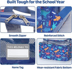 Bagseri Clear Backpack for Boys - 15 Inch Heavy Duty Kids Clear Bookbag for Kindergarten to Grade 2, Transparent School Bag with Reflective Strip, Fits Folders, Blue Dinosaur