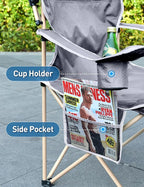 Docusvect Folding Camping Chair with Shade Canopy for Adults, Canopy Chair for Outdoors Sports with Cup Holder, Side Pocket for Camp, Beach, Tailgates, Fishing - Support 330 LBS