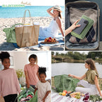 KALIDI Beach Nylon Mesh Tote Bag, Casual Tote Bag Hobo Women Foldable MAX 23L Shoulder Bag For Beach Picnic Vacation
