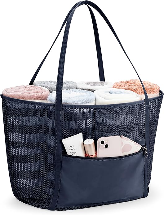 KALIDI Upgrade Version Beach Mesh Tote Bag MAX 27L Large capacity,Shoulder Bag Nylon Hobo Women Casual Foldable Beach Picnic