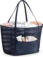 KALIDI Upgrade Version Beach Mesh Tote Bag MAX 27L Large capacity,Shoulder Bag Nylon Hobo Women Casual Foldable Beach Picnic