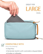 Tech Bag Organizer - Small Electronics Organizer Pouch for Travel - Premium Travel Case with Leather Accents - Mesh Pocket for Cables, Cords and Chargers (Dusty Teal)