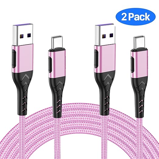 Durcord 2Pack 3ft USB A to USB C Cable, USB Type C Cord Cable for Android Phone Pad Laptop, Type C Charger Braided Compatible with iPhone 15 Pro/Plus/Max/Android/Phone/Pad-Rose Gold