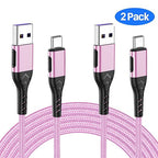 Durcord 2Pack 3ft USB A to USB C Cable, USB Type C Cord Cable for Android Phone Pad Laptop, Type C Charger Braided Compatible with iPhone 15 Pro/Plus/Max/Android/Phone/Pad-Rose Gold