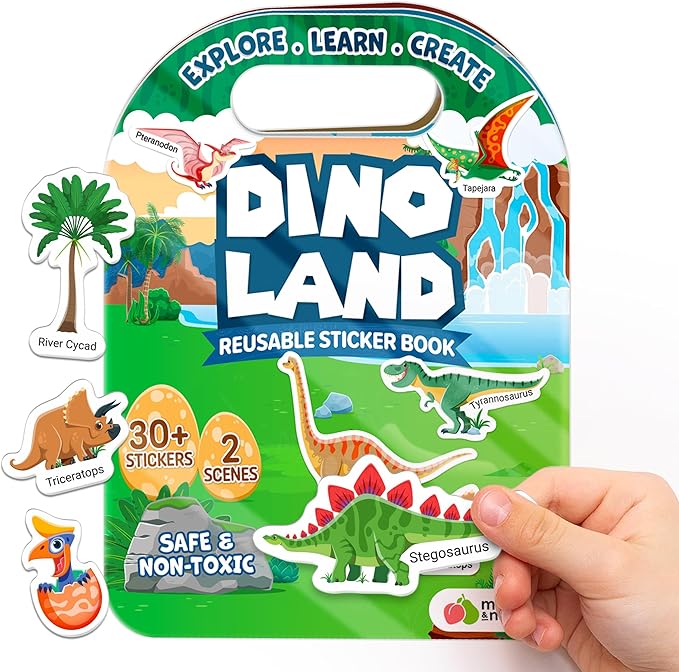 Reusable Sticker Books for Toddlers 1-3, Stickers for Toddlers 2-4 Years - Stickers for Kids Airplane Toys for Toddler 1-3, Toddler Travel Toys - Reusable Sticker Book Birthday Gifts for Boys Girls