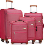 Softsied Suitcases 4 Piece Luggage, Polyester with Spinner Wheels and Lock, Suitable for Carrying Around and for Travel, Unisex, Rose Red