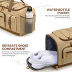 Gym Bag for Men and Women with Shoe & Laptop Compartment, 3-in-1 Sports Travel Duffel Bag Anti-Theft Weekender Carry-on Backpack for Airplane & Workout, Overnight Travel Bag, 35L, Khaki, Medium