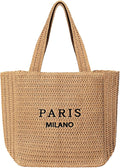Tavaleu Straw Beach Bags for Women, Large Beach Bag Summer Woven Tote Bag Travel Shoulder Handbags for Holiday