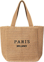 Tavaleu Straw Beach Bags for Women, Large Beach Bag Summer Woven Tote Bag Travel Shoulder Handbags for Holiday