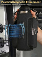 Magnetic Gym Bag for Women Men, Neoprene Water Bottle Carrier Bag with Strap fits 18-40oz, Crossbody Bag with Pockets