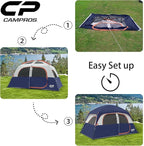 CAMPROS CP Upgraded 6/8 Person Camping Tents, Waterproof Windproof Family Tent with Larger Mesh Windows & Door, Double Layer, Easy Set Up, All-Season Dome Tent with Top Rainfly & Carry Bag
