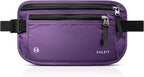 VULKIT Money Belt for Travel, Hidden Passport Holder, Anti-Theft Travel Wallet Under Clothes, RFID Blocking Waist Pouch, Undercover Fanny Pack, Violet Purple
