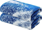 COTTON CRAFT Oversized Beach Towels - 2 Pack XXL 35x84 - Summer Wave - The Big Kahuna 7 Foot Extra Large Beach Blanket Towel - Big & Tall - 100% Cotton Jacquard Velour Soft Pool Bath Towel - Blue