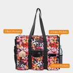 TOPDesign Utility Water Resistant Tote Bag with 13 Pockets, Top Zipper Closure & Thick Bottom Support, for Working Women
